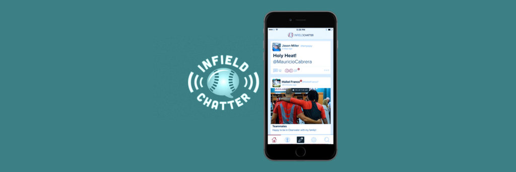 Infield Chatter App Logo and Screenshot - available on Itunes and Google Play